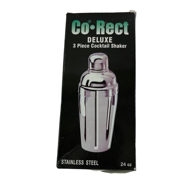 Cocktail Shaker Stainless Steel 3 pc Set 24oz Vintage Co-Rect Brand NIB - Picture 7 of 7
